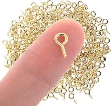 300PCS Screw Eye Pins for Jewelry Making Small Hooks Gold