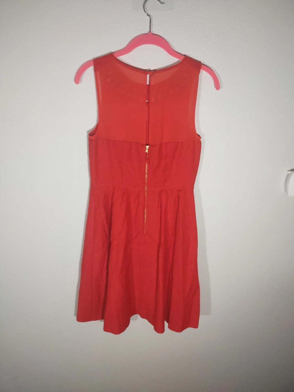 VETEMENTS Abito Anthropologie Maeve scollo a reticolo rosso senza maniche aderente e tasche svasate taglia 6