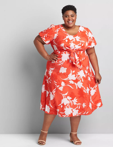 STARFISH CORAL KNOT WAIST MIDI DRESS 