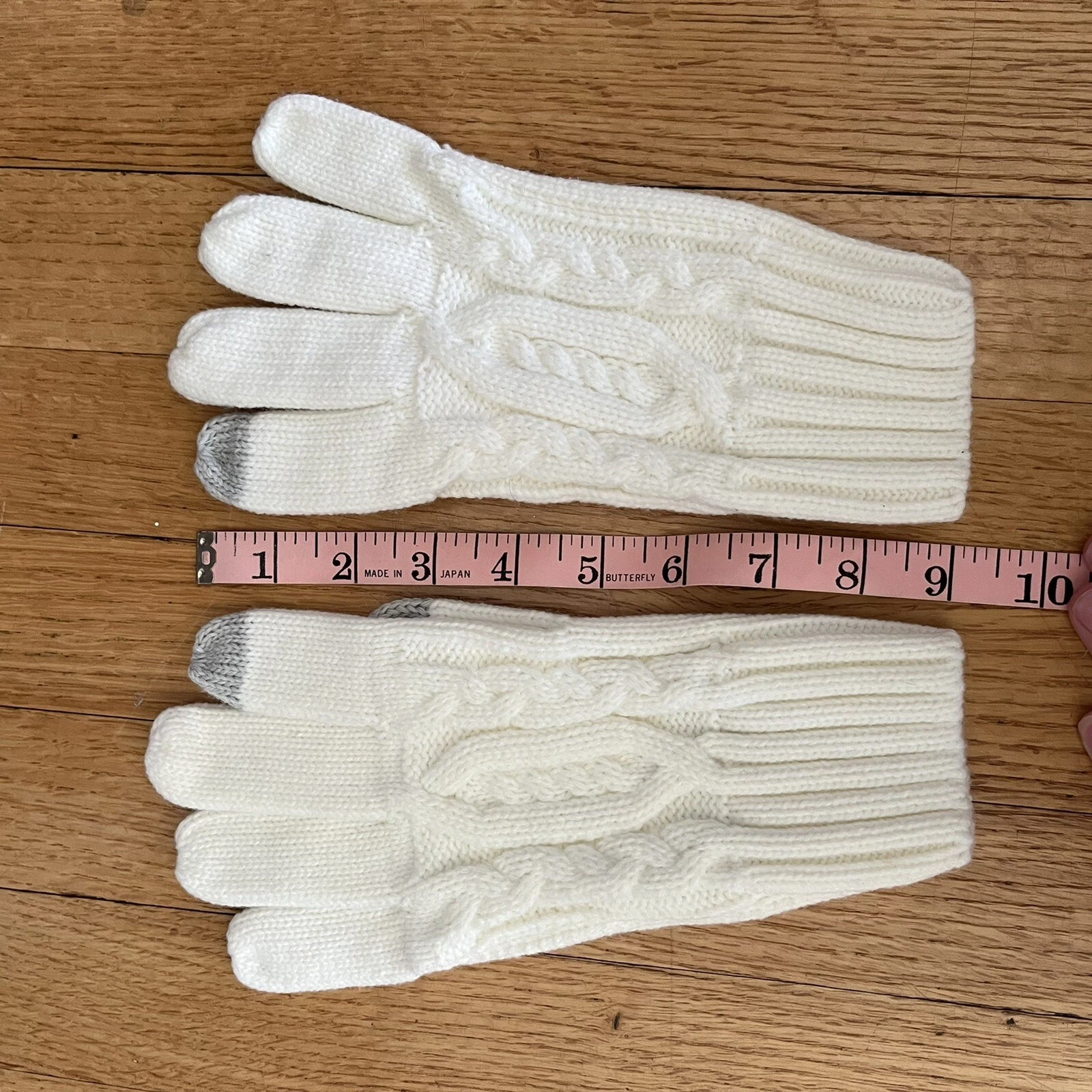baby gap Large 20cm knit Cable winter Gloves cream snow white Ivory Frost Cream