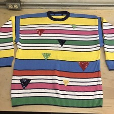 Vintage 80s Striped Wide Sweater No Tags