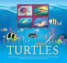 SEA TURTLES Marine Life Reptiles Turtle MNH 4v-Stamp Sheet (2020 Tuvalu)