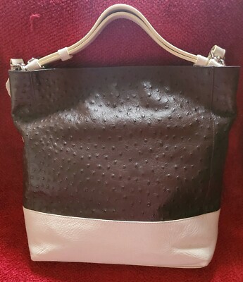 Furla CHARLOTTE Leather Ostrich Embossed COFFEE CREAM Shoulder