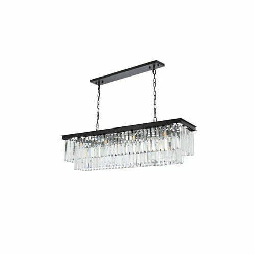 Crystal Chandelier Matte Black Dining Room Kitchen Island 12 Light Fixture 50 in - Picture 4 of 9