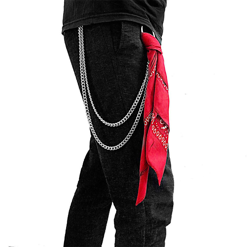 Hip Hop Waist Pants Chain Punk Trousers keyChain with Handkerchief