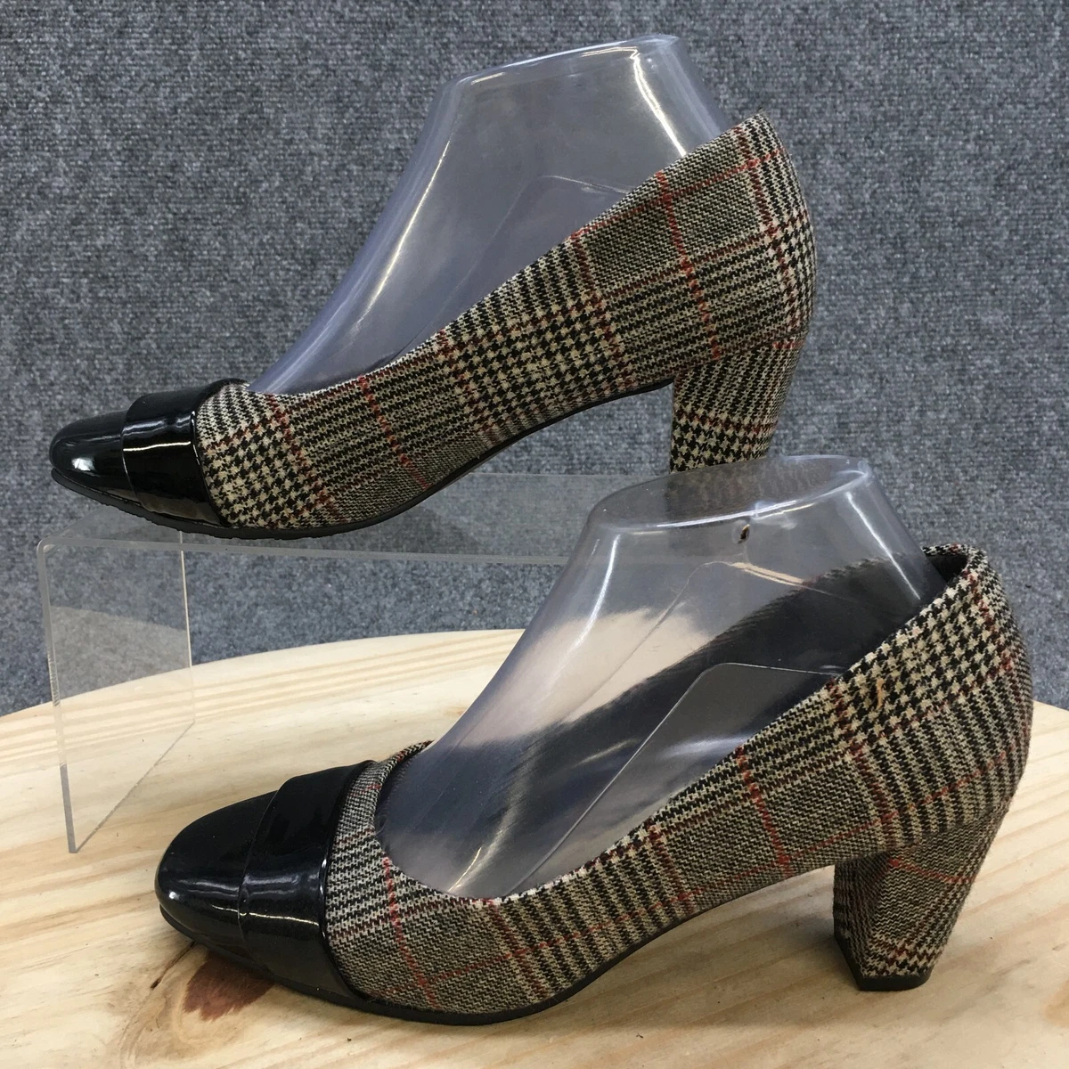Grey plaid cheap heels