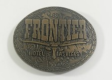 Vintage 1970s FRONTIER Hotel Las Vegas Brass Metal Belt Buckle