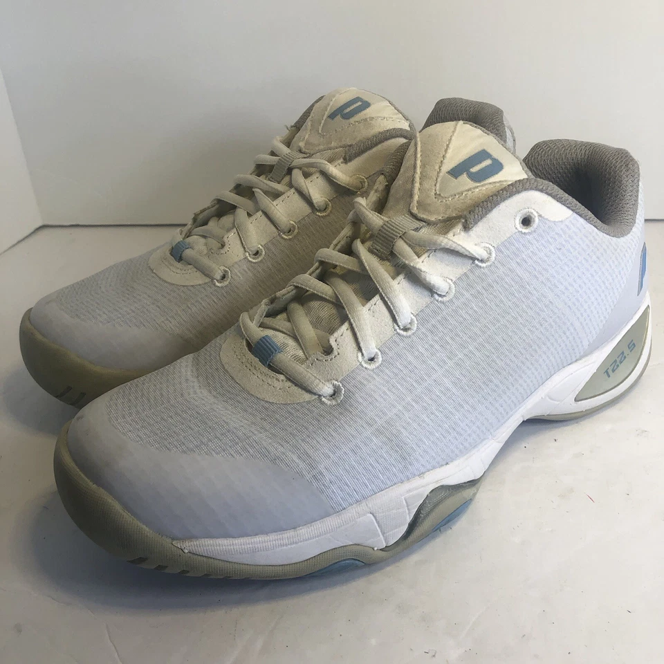 Prince Womens T22.5 Tennis Court Shoes. Size 7.5 White And Baby Blue. - Image 3 of 4