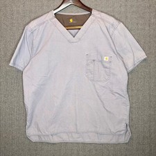 Carhartt Scrubs Top Men's Large Gray Slate Vneck Casual Work Pocket