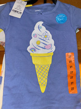 Carters Girls 4 Piece Pajama Set Sleepwear Ice Cream , 2T NWT