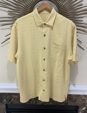 Tommy Bahama Checkered Yellow Short Sleeve Shirt 100 Silk Shirt Size Large EUC