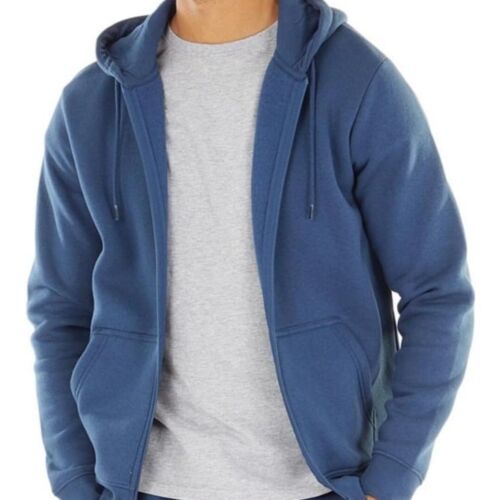 Men's Size M Hoodie - Fleece Zip up Hooded Top Jumper in Blue Travel Casual