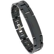 Black Tungsten Carbide Ceramic Magnetic ID Bracelet