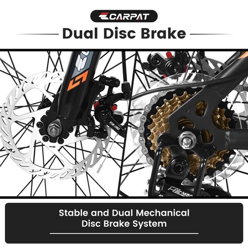 Black Mountain Bike Boys Girls, Steel Frame, Shimano 21 Speed Mountain Bicycle w - Picture 4 of 7