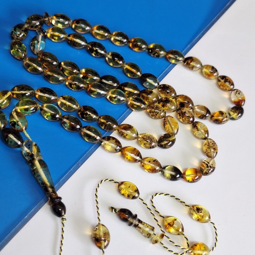 📿Bernsteinperlen Rosenkranz BERNSTEIN ROSENKRANZ Misbah Tasbih 66 Olive Amber Perlen 28gramm📿 - Bild 8 von 24