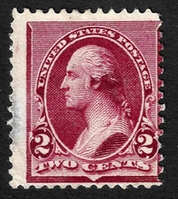US Scott 219D, 1890 Washington, 2c lake, UNUSED NG