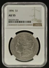 1896 Silver Morgan Dollar NGC AU 55 90% Silver Coin