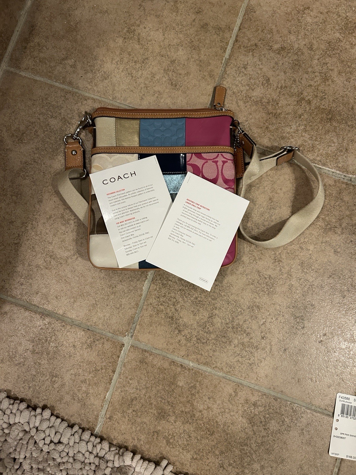 Coach Pink Blue Patchwork Swing Pack Crossbody Ba… - image 6