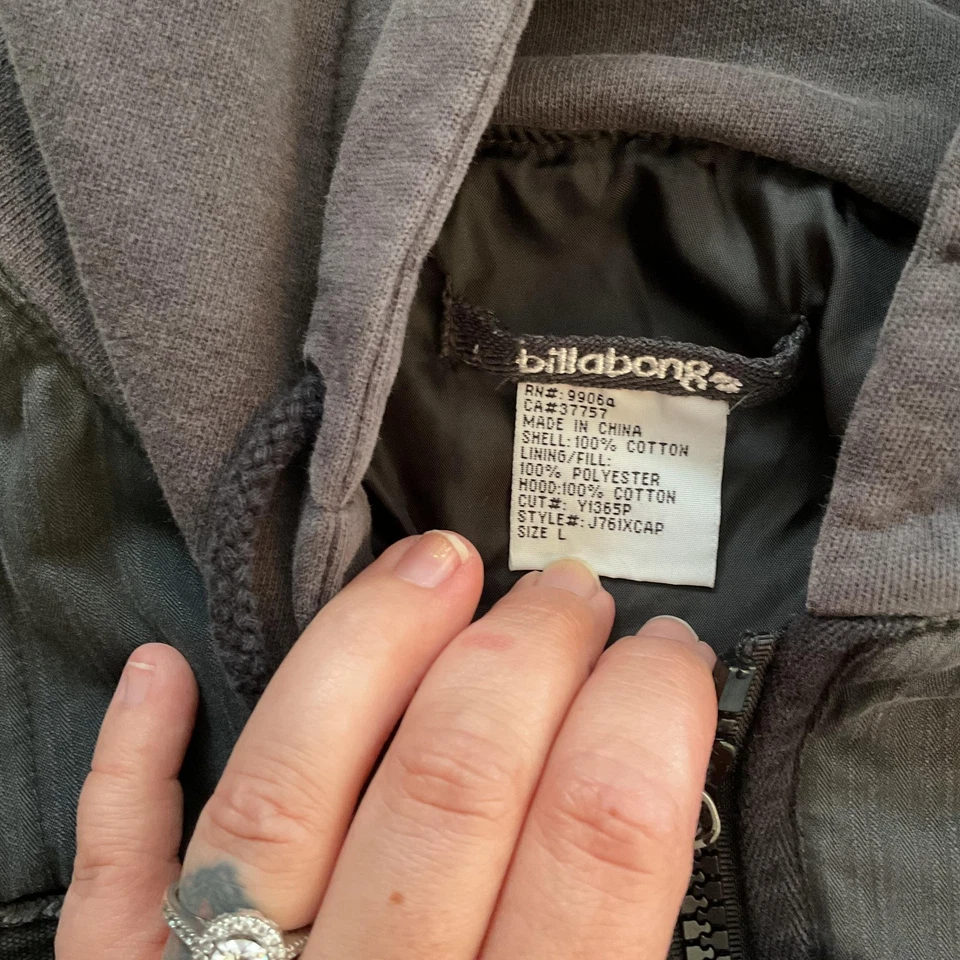 Billabong Jacket Boys Extra Small Gray Hooded Full Zip Cotton Blend Pockets Logo - Image 3 of 4