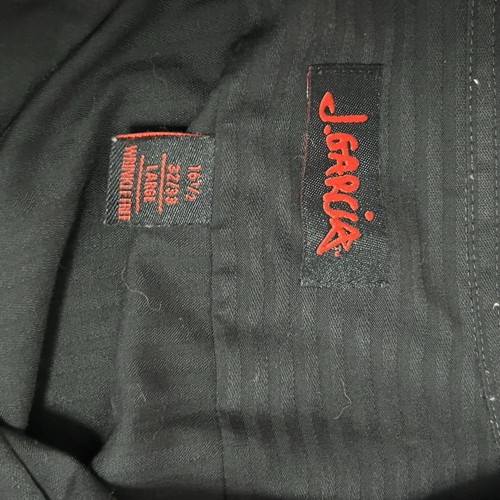 J Garcia Shirt Mens Black Large Wrinkle Free Long Sleeve Button Up Cotton Blend - Picture 6 of 8