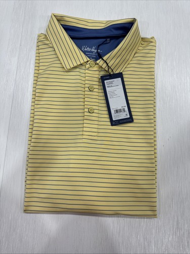 Walter Hagen Men’s Classic Stripe Golf Polo UPF 30+ Yellow/Blue Stripe XL NEW - Picture 3 of 12