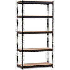 Black 5-Tier Metal Garage Storage Shelving Unit (40 in. Wx71 in. Hx16 in. D)