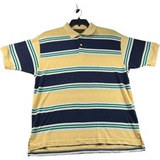 Eddie Bauer Polo Shirt Mens Size Large Yellow Blue Short Sleeve 100 Cotton