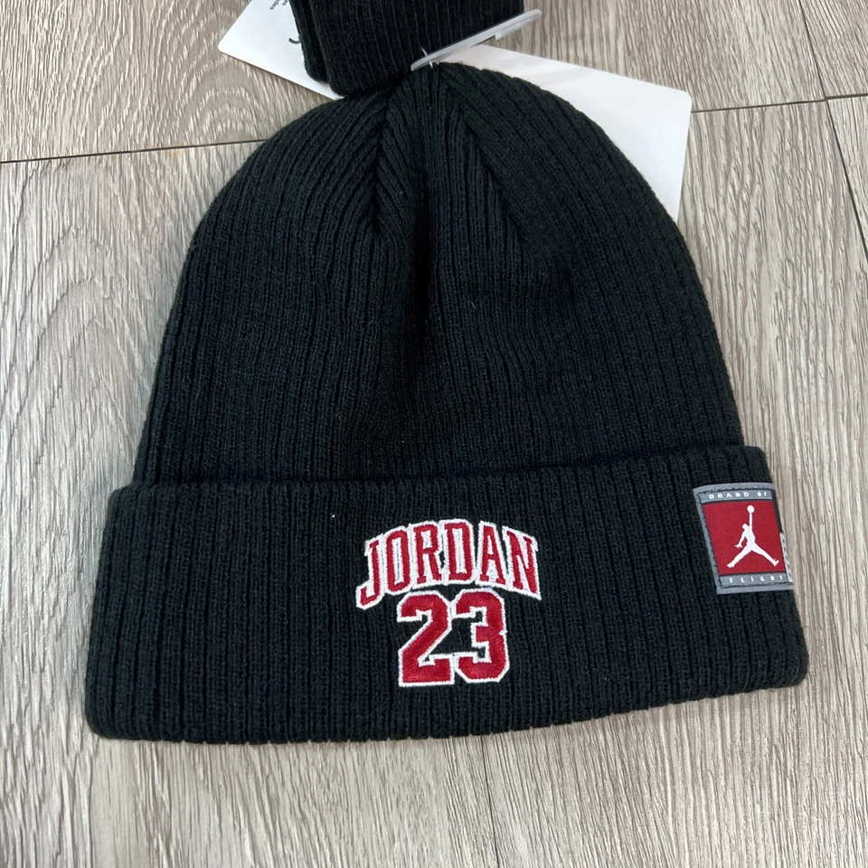 Air Jordan Kids 2 Piece Beanie Hat Gloves Set Jordan 23 Black/Red 9A0969-023 NWT - Image 2 of 4