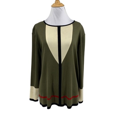 Misook Exclusively Sweater Women L Large Multi Acrylic Knit Colorblock Side Slit