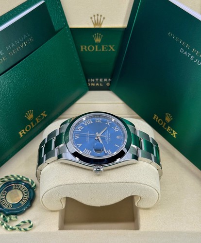Unworn Rolex Datejust 41mm, Steel, Blue Roman, Oyster, 126300, dated 2025 - Picture 4 of 14