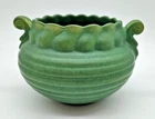 Vintage RumRill Red Wing 274 Green Planter Bowl Scalloped Ribbed Scroll Handles