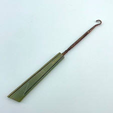 AGALIN Vintage Bakelite Button Hook Green Made In USA 7.5in Clothing Tool