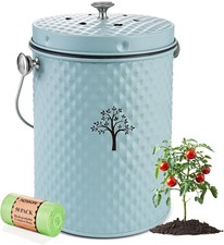 Countertop Compost Bin Kitchen,Odor Resistant Indoor Compost Bin with Lid Blue