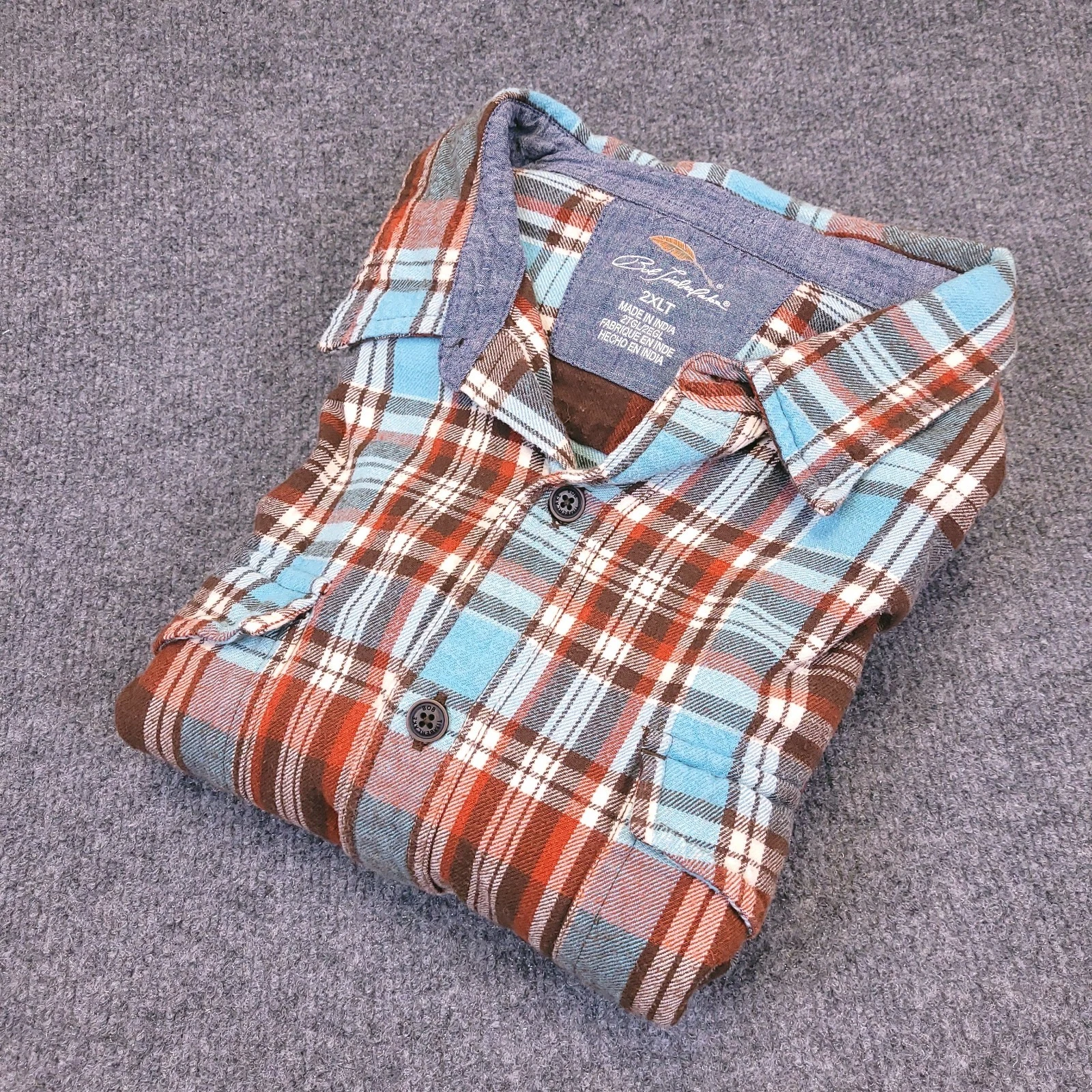 Bob Timberlake Flannel Hiking Shirt Mens 2XLT Button Up Plaid Cotton Spread