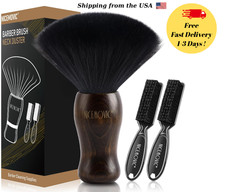 NICEMOVIC 3 IN 1 Barber Neck Duster Brush Set, Professional Brown Black