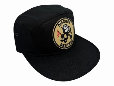 NEW FELIX THE CAT BLACK HAT 5 PANEL CAMPER ADJUSTABLE FLAT BRIM DISOBEY DESTROY