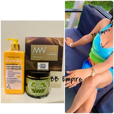 Glowing HC BodyLotion 500ml &xtrq Lightning BlackSoap &Miracle White Booster X1