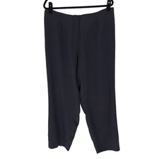 Citron Santa Monica 100% Silk Straight Leg Pant Washable Black Women's Size 0X