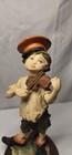 Boy Playing Violin Music Figurine 10in Resin Statue on Wood Base Freestanding — photo 7