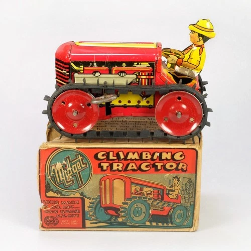 Vintage Marx Midget Climbing Tractor Wind-Up Toy with Box 1930s-1940s
