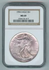 1994 U.S. SILVER AMERICAN EAGLE - KM#273 - NGC SLABBED - MS69
