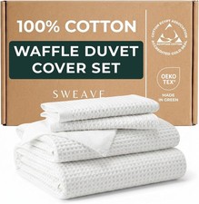 100 Cotton Waffle Duvet Cover King Size - Oeko-TEX Made in Green Certified,