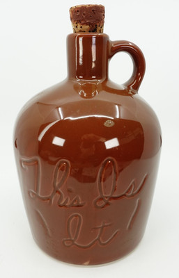 Vintage Brown THIS IS IT Whiskey Crock Moonshine Jug 8 1/4'' x 5''''