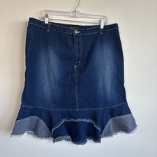 Ashley Stewart Size 18 Women  s Dark Blue Fit And Flare Denim Knee Length Skirt