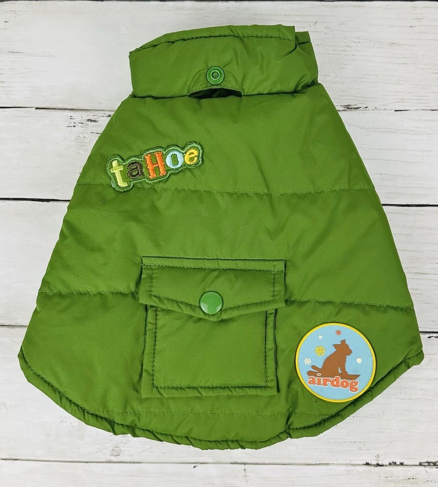 Old Navy Dog Supply XS Puffer Vest With Matching Hood Green Tahoe Airdog Winter - Image 2 of 4