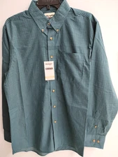 Wrangler Riata Long Sleeve Plaid Shirt, 112367691, Light Weight, Hunter Green