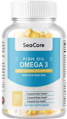 Omega 3 Fish Oil - 3600MG - 120 Softgels (60 Serv)  5x Strength NON-GMO USA MADE