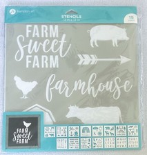 15 Pcs Hampton Art Reusable Stencils 12 X 12  Farmhouse Mushrooms Nautical  NEW