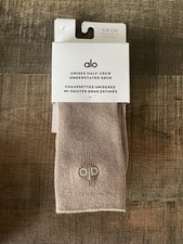 Alo Yoga Socks Women S 5-7.5 Half Crew Taupe Understated Unisex Cotton Yoga
