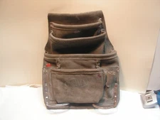 VINTAGE PRIMA LEATHER SUEDE COWHIDE CARPENTER BELT TOOL BAG POUCH 10" X 12"
